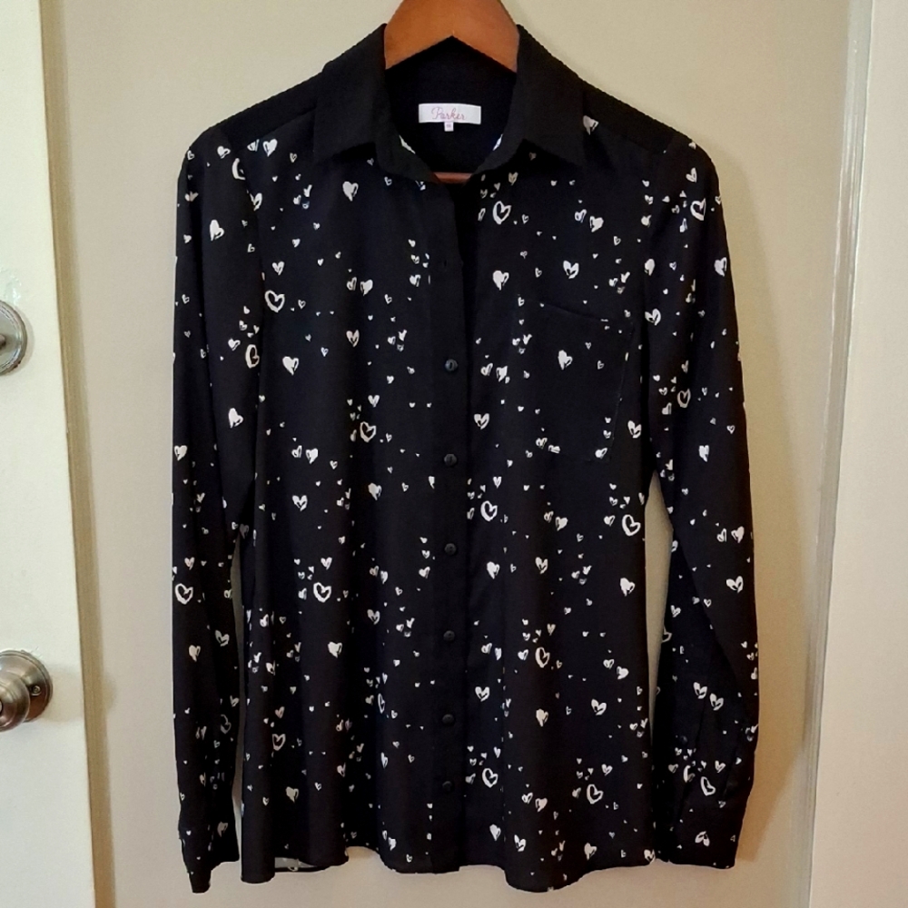 Parker Stylish Black Heart Print Men's Shirt